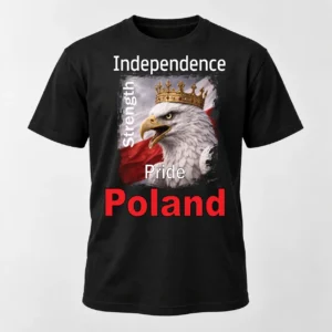koszulka patriotyczna Polish Eagle z orłem na tle biało-czerwonej flagi
